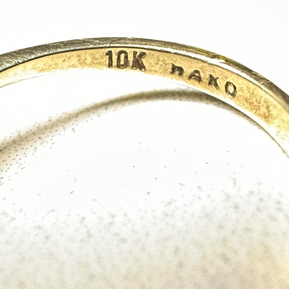 VTG 10K Yellow Gold Blue Sapphire Solitaire Bypass‎ Ring Band Baby Baptism Gift - Picture 2 of 6